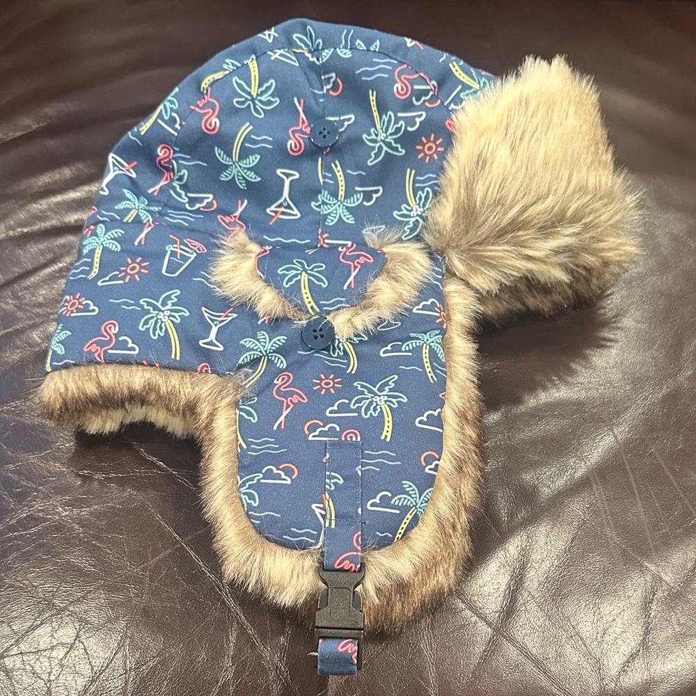 Chubbies Blue Tropical Print Hat with Faux Fur